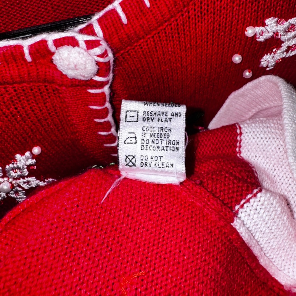 Vintage‎ B.P. Design Womens Red Snowman Snowflake Christmas Cardigan Sweater  L - Picture 3 of 12